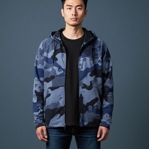 Nike Dri Fit Men's Navy Camouflage hoodie size L